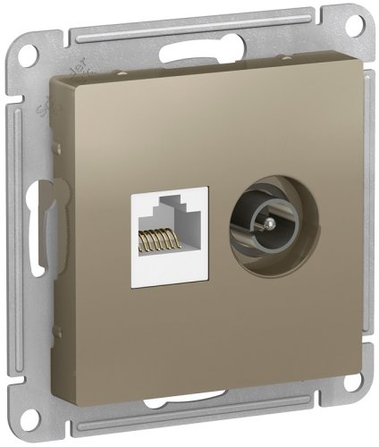 Розетка RJ45+TV Оконечная без рамки Systeme Electric AtlasDesign 2-м. шампань фото Розетка RJ45+TV Оконечная без рамки Systeme Electric AtlasDesign 2-м. шампань картинка